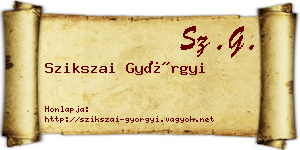 Szikszai Györgyi névjegykártya
